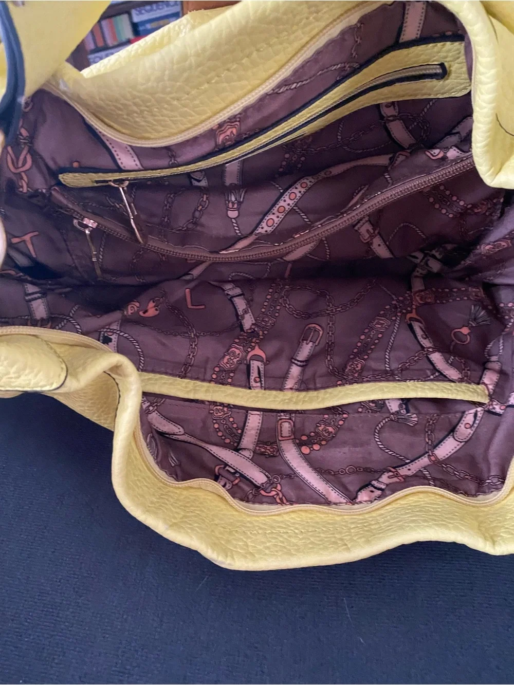 Kate Spade Yellow Leather Shoulder Bag with Decorative Ring Accent
